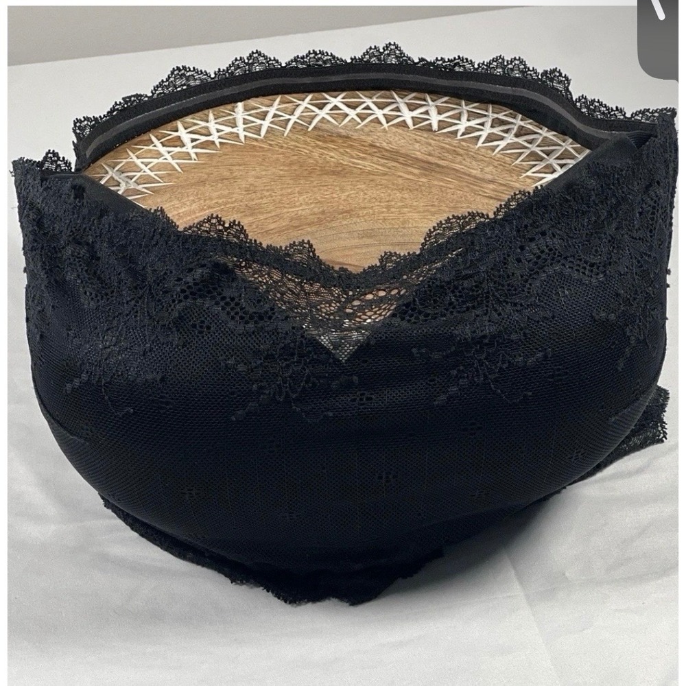 Spanx Undietectable Lace Bandeau Bra Black Floral Mesh Strapless Size Large
